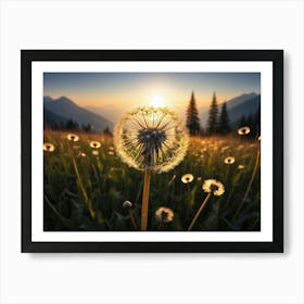 Dandelion sitting on a field, morning or dusk 2 Art Print