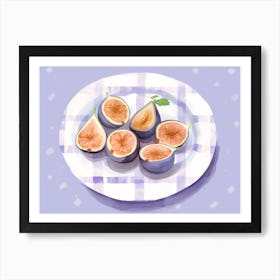 A Plate Of Figs, Top View Food Illustration, Landscape 6 Art Print
