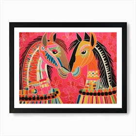 Horse 3 Folk Style Animal Illustration Poster