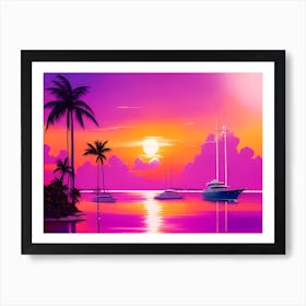 Sunsoaked Glamour Of Miami In The 80s Art Print