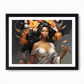 Woman With Flowers 3 Art Print