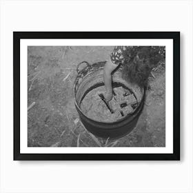 Spanish American Woman Cutting Soap Which She Made In This Kettle, Near Taos, New Mexico By Russell Lee Art Print