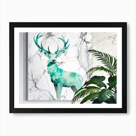 Deer On Marble Wall Art Art Print