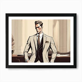 Man In Suit watercolor Art Print
