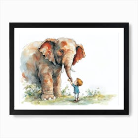 Elephant And Child 1 Art Print