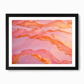 Abstract Image Of A Close Up Of Rippling, Orange And Pink Liquid Art Print