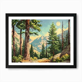 Retro Wooded Pines 8 Art Print