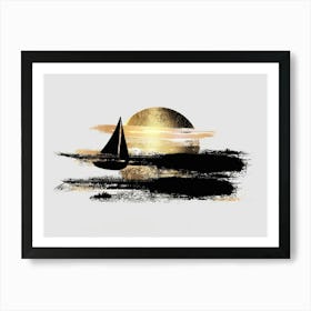 Sailboat At Sunset 35 Art Print