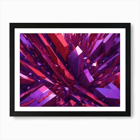 Abstract Geometric Pattern Of Red And Purple Shapes, Creating A Sense Of Depth And Perspective, Resembling A Futuristic Cityscape Or Digital Space Art Print