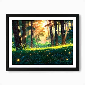 Fireflies In The Forest 1 Art Print