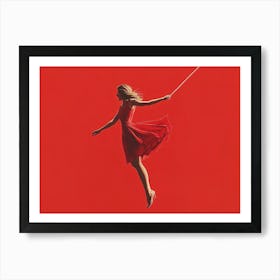 The Blonde Beauty in Red Art Print