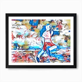 Runner In Red And Blue Art Print