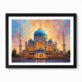 Blue Mosque At Sunset Art Print