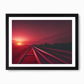 Train Tracks At Sunset Art Print