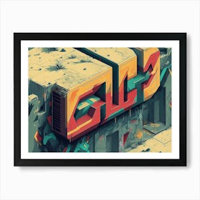 Isometric 3d Art Graffiti Art Print