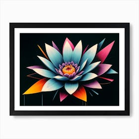 Abstract Lotus Flower painting Art Print