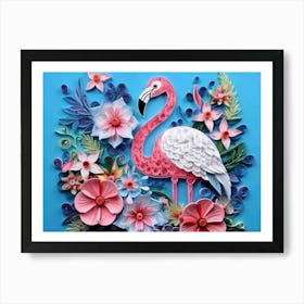 Quilling Flamingo Art Print