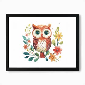 Little Floral Owl 4 Art Print