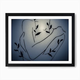 Woman With Leaves Art Print