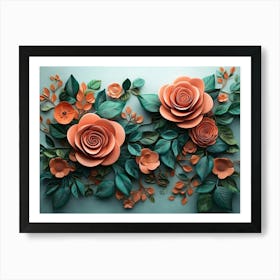 Roses Surrounded By Leaves And Flowers 4 Art Print