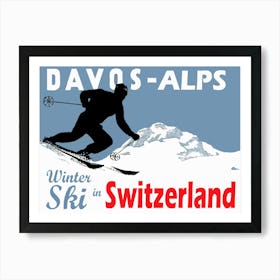 Davos, Alps Mountain, Vinter Ski In Switzerland Art Print