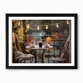 Autumn Leaves On A Balcony Art Print