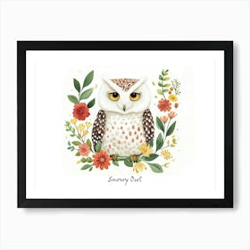 Little Floral Snowy Owl 1 Poster Art Print