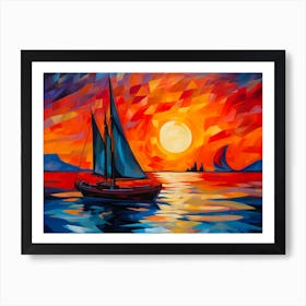 Azure Sail In Fauvist Style Art Print