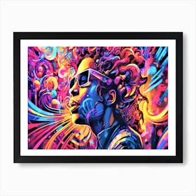 Acid Jazz Portrait - Psychedelic Neon Art Print