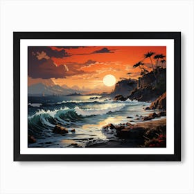 Sunset At The Beach Art Print