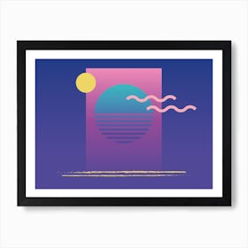 Memphis Pattern Retro Synthwave 80s Nostalgia 90s Outrun Sun Artwork Art Print