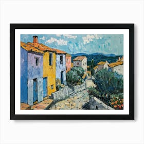 Blue Rustic Charm Painting Inspired By Paul Cezanne Art Print