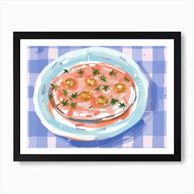 A Plate Of Sardines, Top View Food Illustration, Landscape 4 Art Print