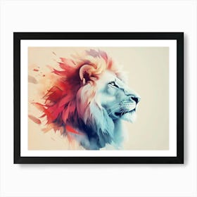 Lion Animal Abstract Art In Pastel Colors Art Print