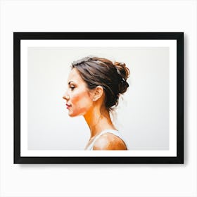 Side Profile Of Beautiful Woman Oil Painting 56 Art Print