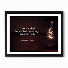 Thomas Edison inspirational Quote Poster Art Print