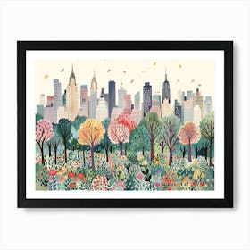 New York City Landmarks Landscape Watercolour Art Print