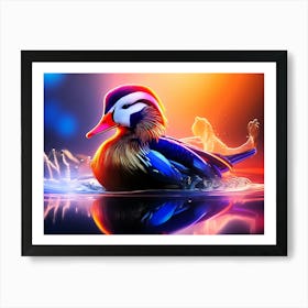 Swimming Duck Colorful Effect Painting - Wild Bird Artwork 102 Art Print