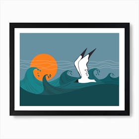 Seagull Sea Storm Waves Art Print