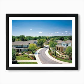 An Elegant Upscale Suburban Residential Real Estate Landscape Displaying Meticulous Homes Immersed (2) Art Print