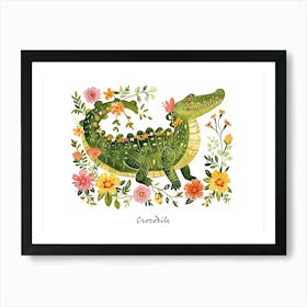Little Floral Crocodile 5 Poster Art Print