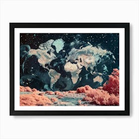 Infrared World Map Art Print