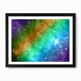 Purple Green Gold Galaxy Space Background Art Print