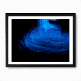 Glowing Abstract Curved Blue Lines 14 Art Print