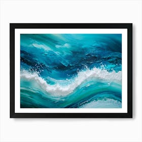 Abstract Turquoise Waves Cresting With A Tangible Sense Of Fresh Nautical Texture Imply Movement D (1) 2 Art Print