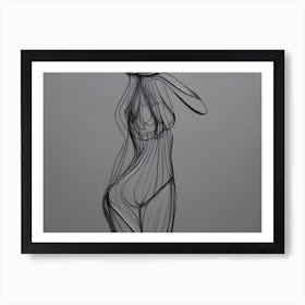 Wire Drawing Of A Woman Art Print