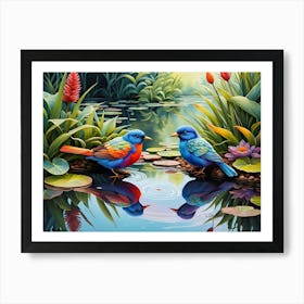 Birds And Reflections Art Print