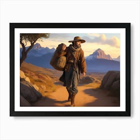 Man Walking Down A Trail Art Print