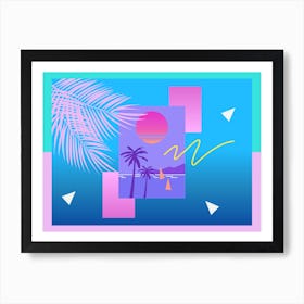 Memphis Pattern Retro Dreamwave 80s Vintage Summer Palmtree 90s Artwork Art Print