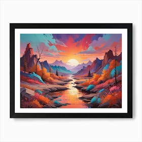 Sunset In The Mountains 2 Art Print